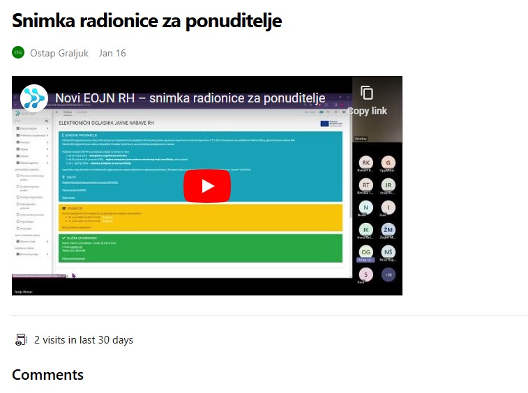 Videosnimke online edukacija za rad u novom EOJN RH